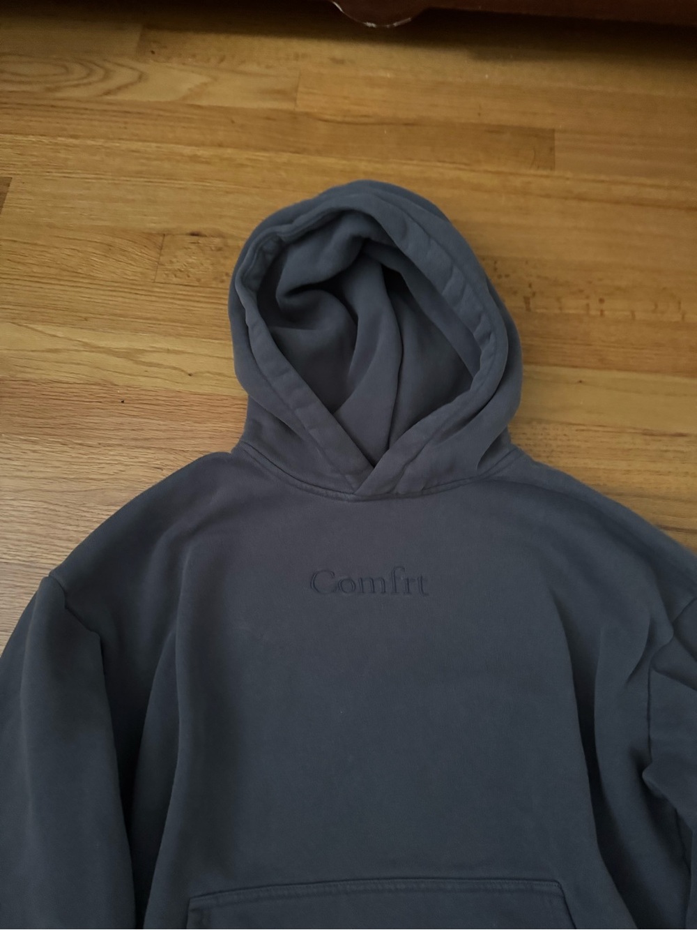 Women's Crewneck Hoodie - Charcoal Comfrt Minimalist Embroidered Hoodie